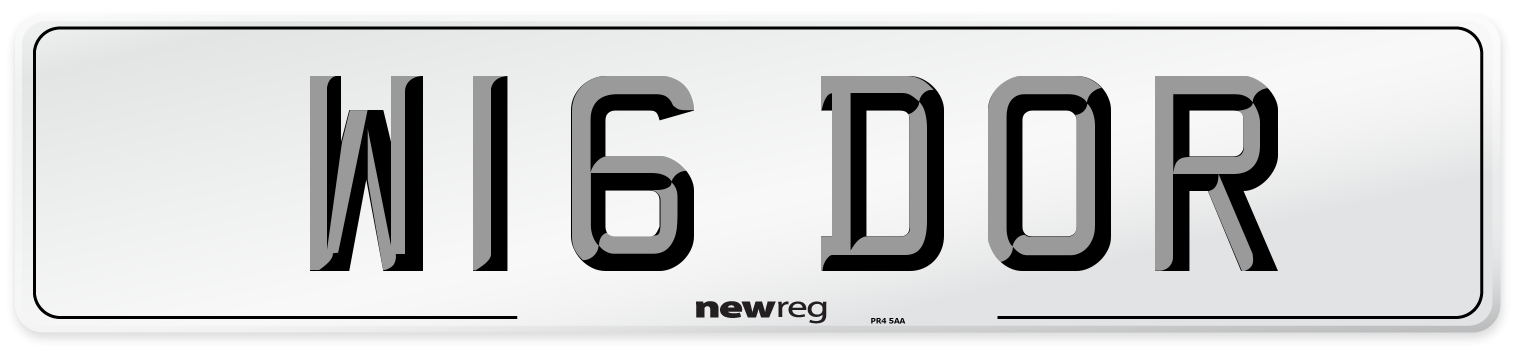 W16 DOR Number Plate from New Reg